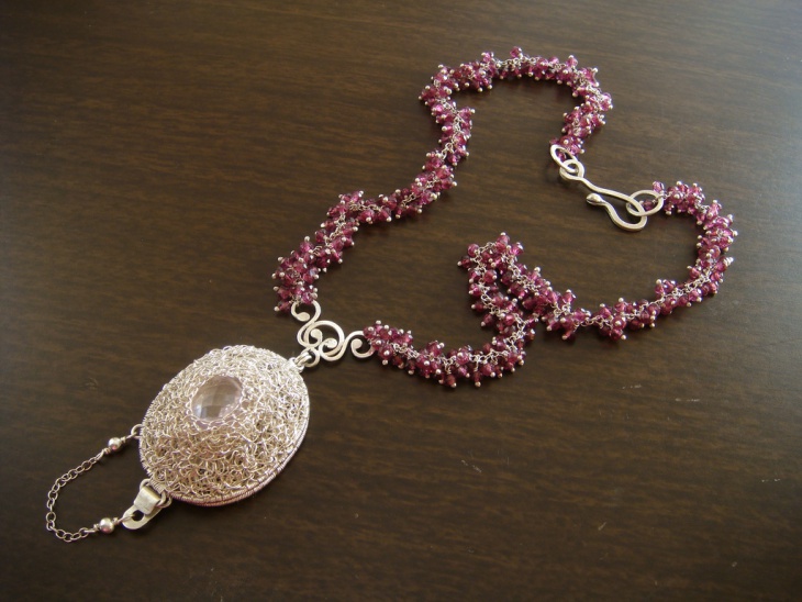 wire wraped oval locket necklace