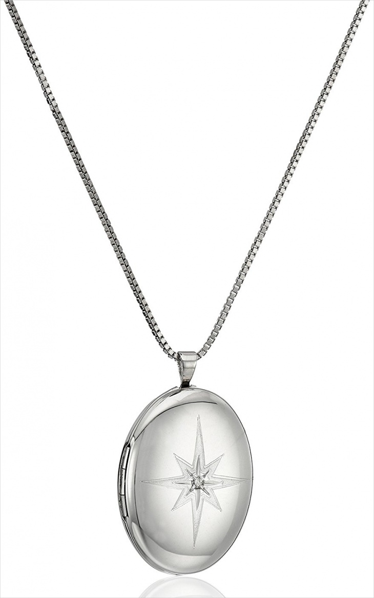 silver diamond locket necklace