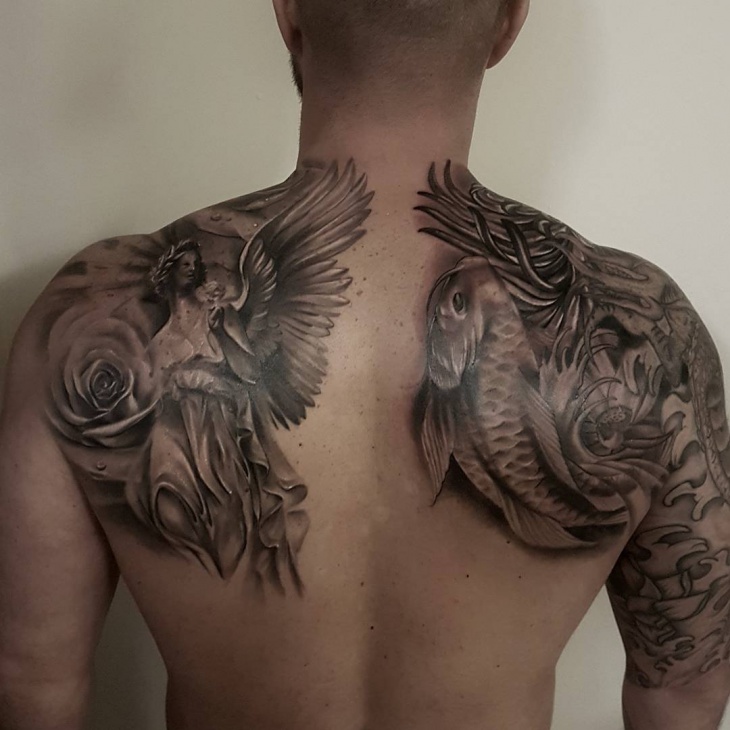 back angel tattoo for men