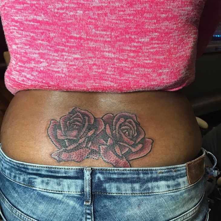lower back rose tattoo design