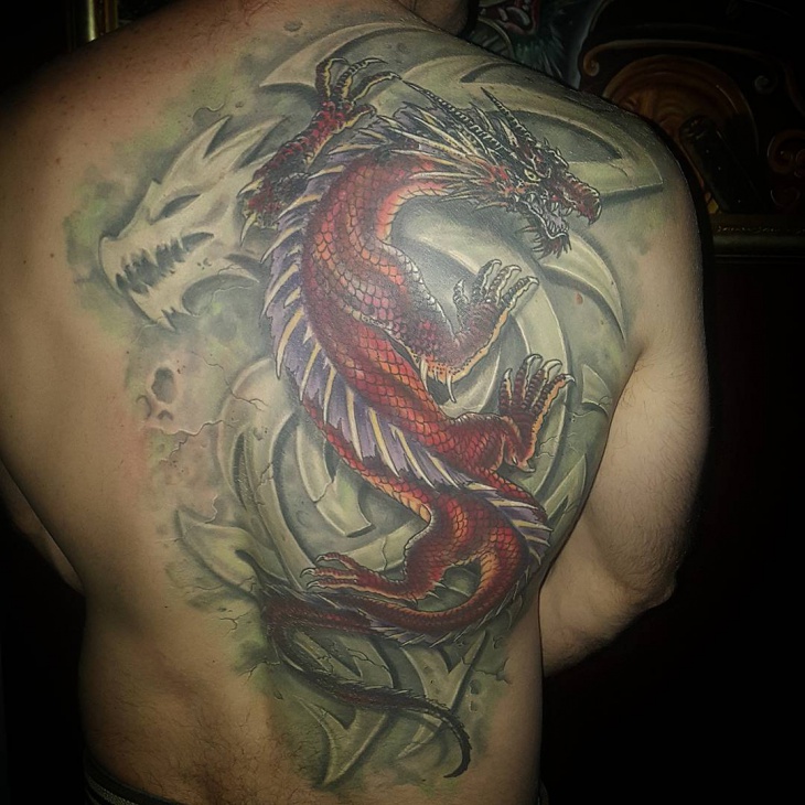 back shoulder dragon tattoo