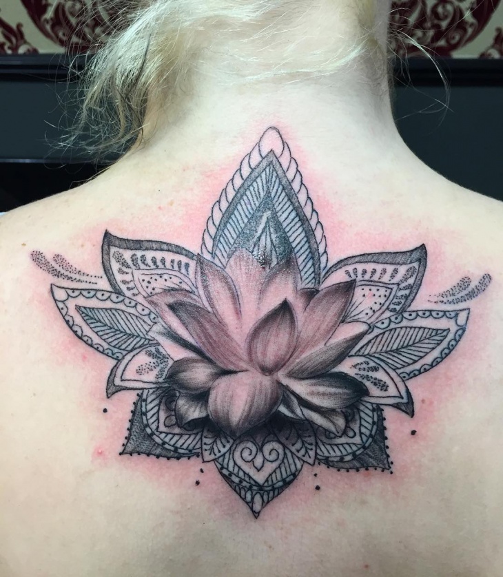 lotus flower tattoo upper back