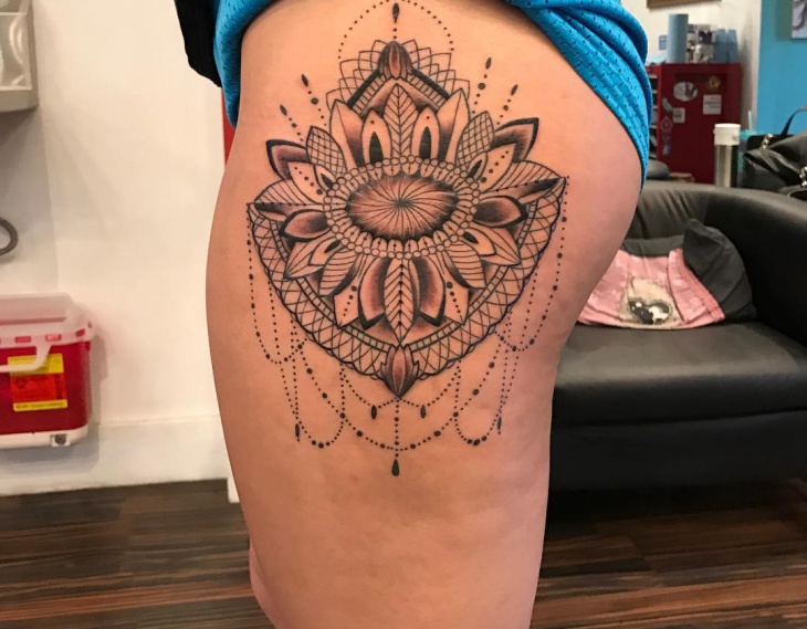 lotus flower lace tattoo for women