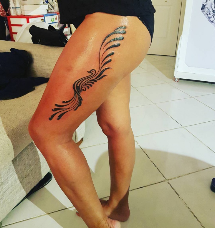 womens tribal thigh tattoo
