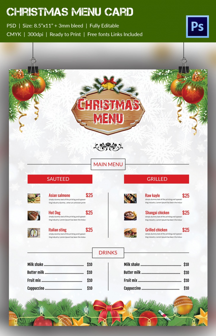christmas broucher 2016 menu card