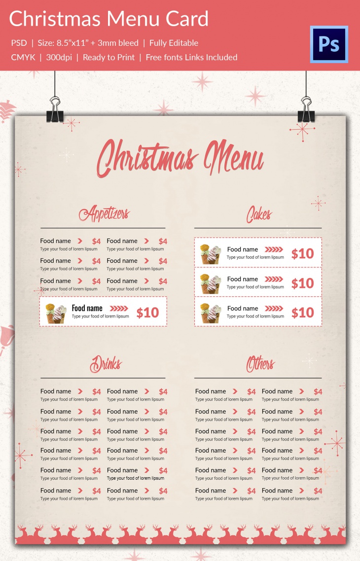 christmas bundle package 2 menu card