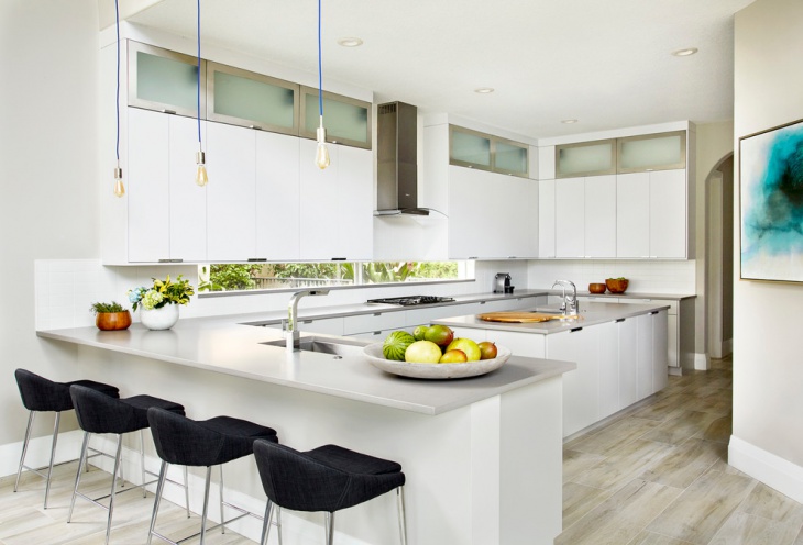 modern white kitchen backsplash