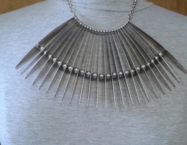 tribal silver statement necklace