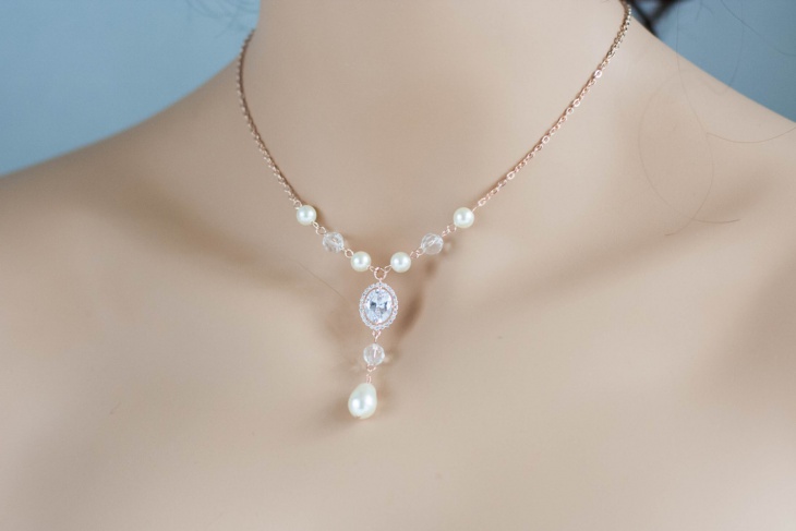 rose gold diamond statement necklace