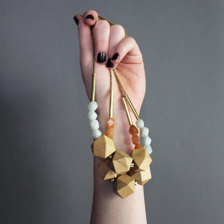 wooden geometric statement necklace1