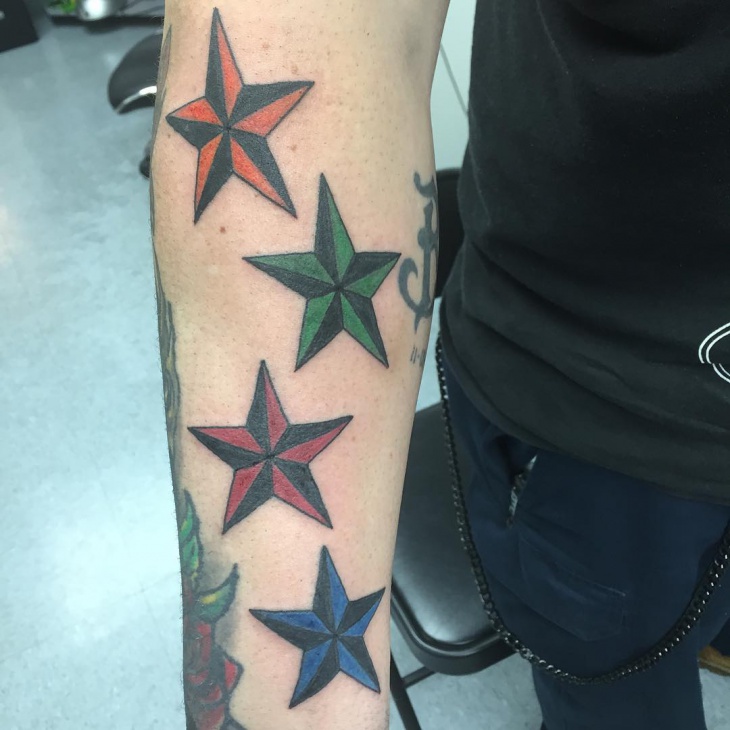 mens nautical star tattoo design