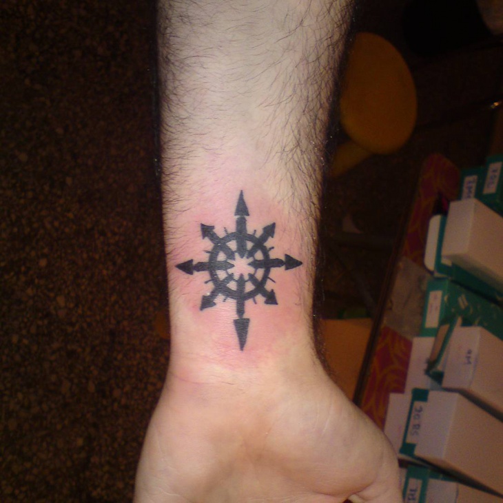 compass star tattoo on wrist