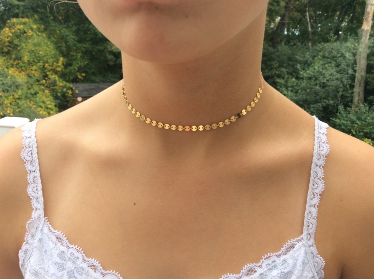 gold choker disc necklace