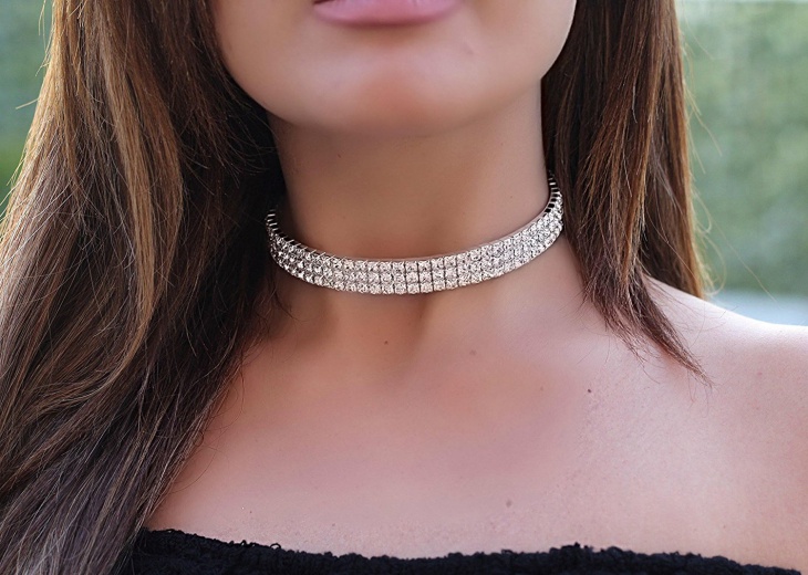 crystal diamond choker necklace