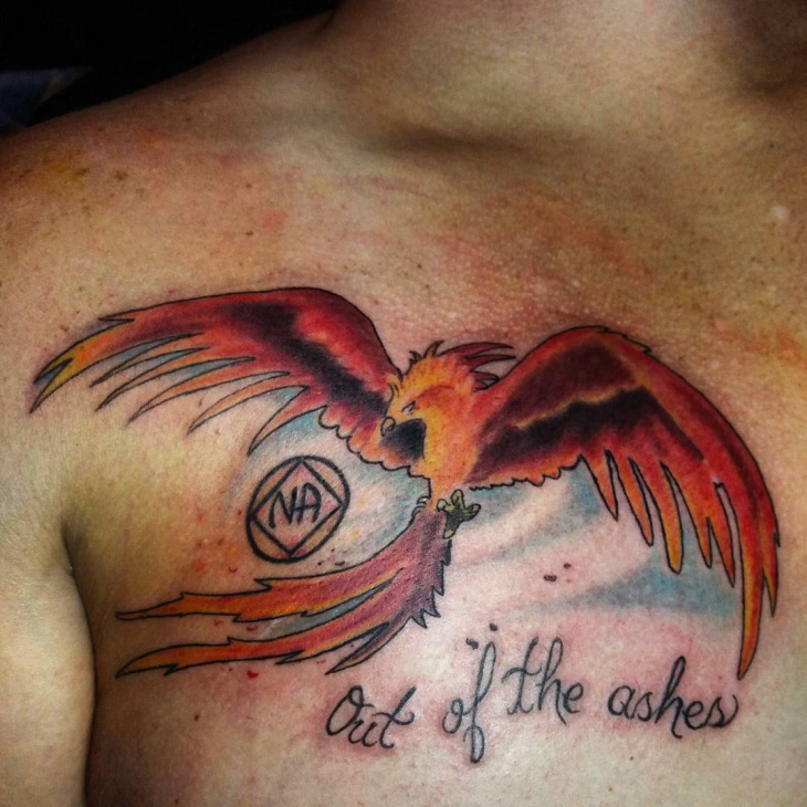 rising phoenix tattoo on chest