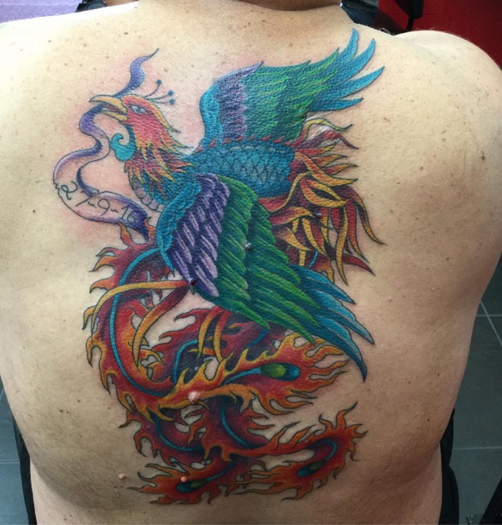 back phoenix tattoo for men