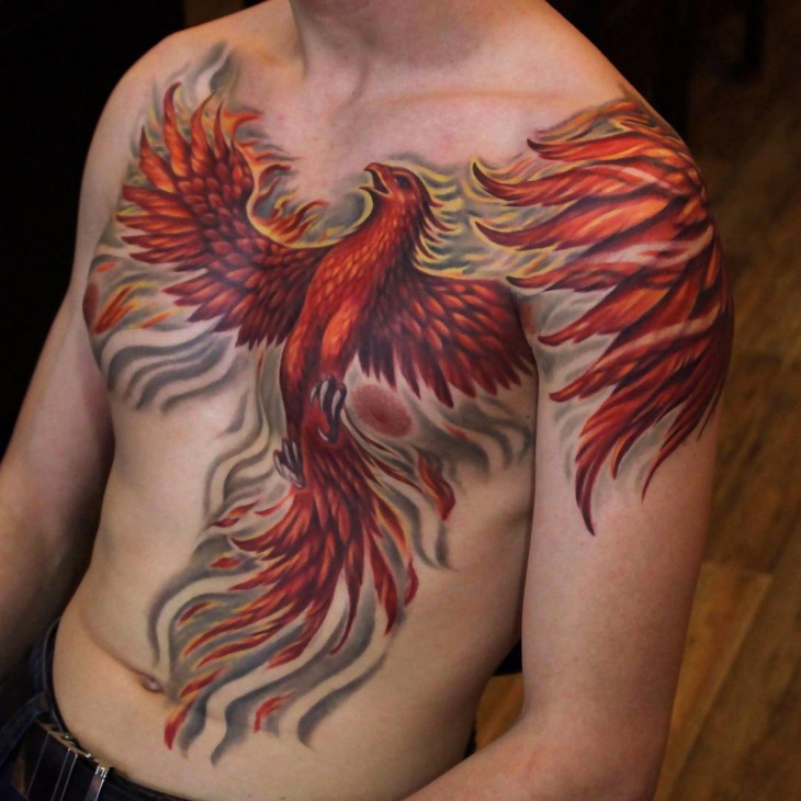 colorful phoenix wings tattoo1