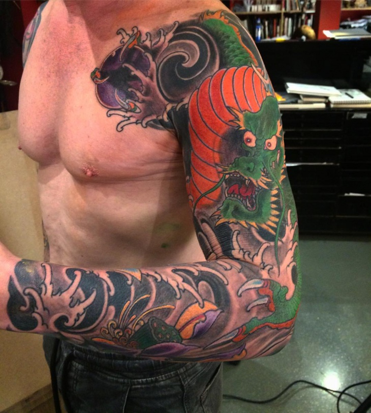 dragon full sleeve tattoo
