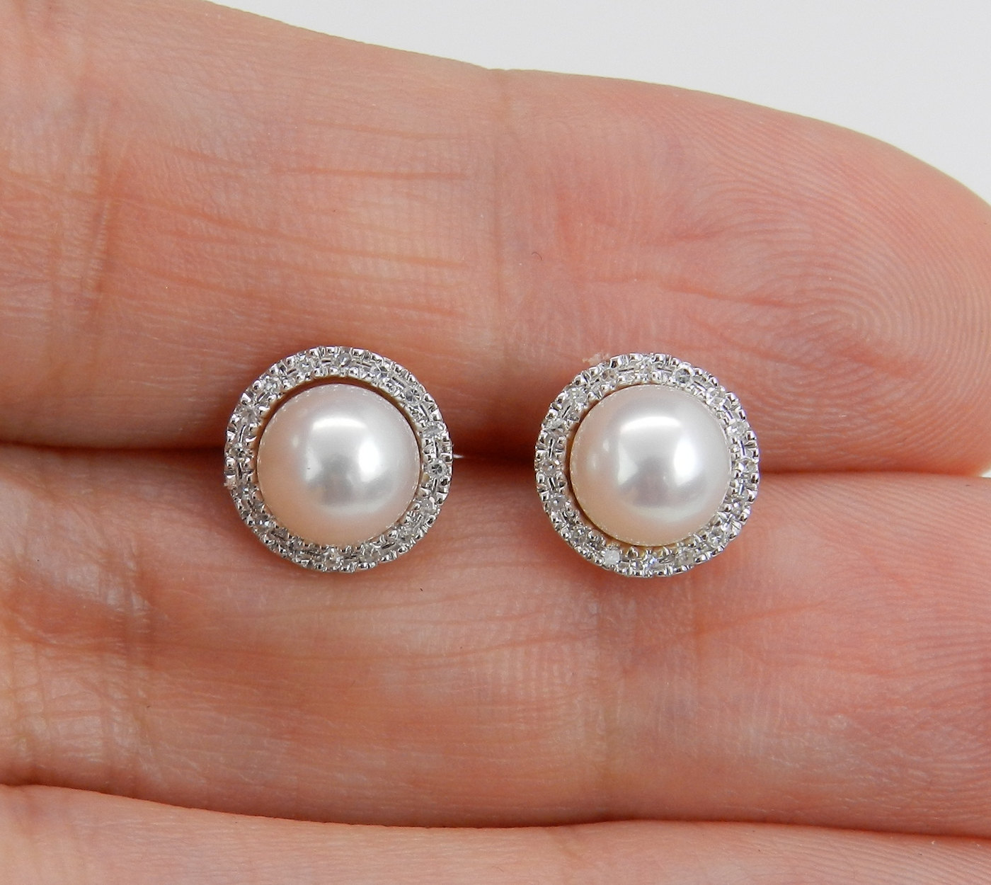 pearl diamond stud earrings