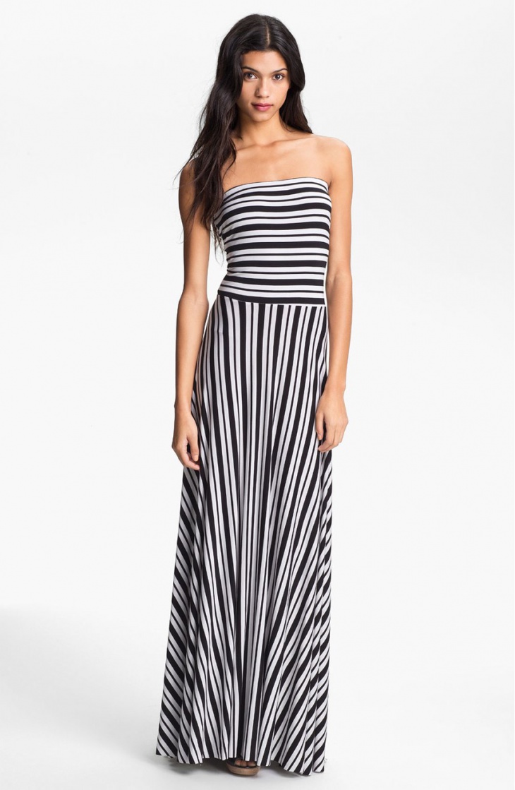 black and white striped maxi dress