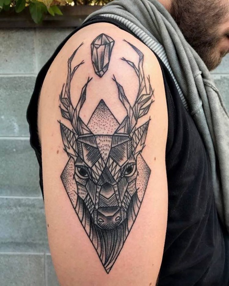 geometric deer animal tattoo