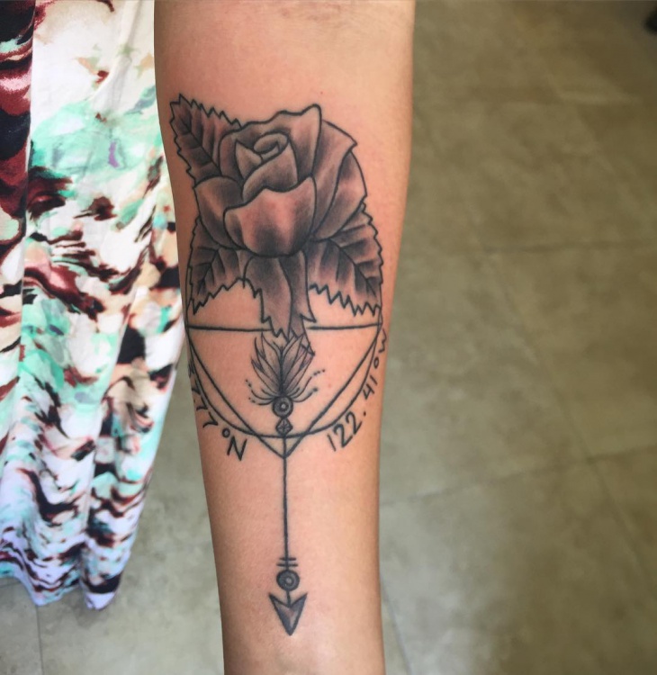 compass rose tattoo on wrist