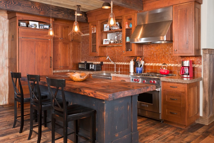 rustic wooden kitchen island