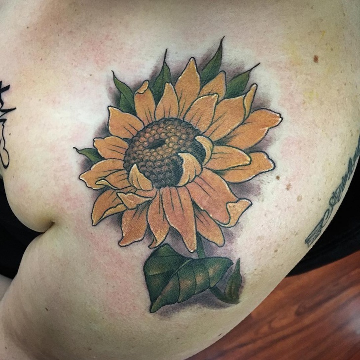 sunflower shoulder tattoo for women1
