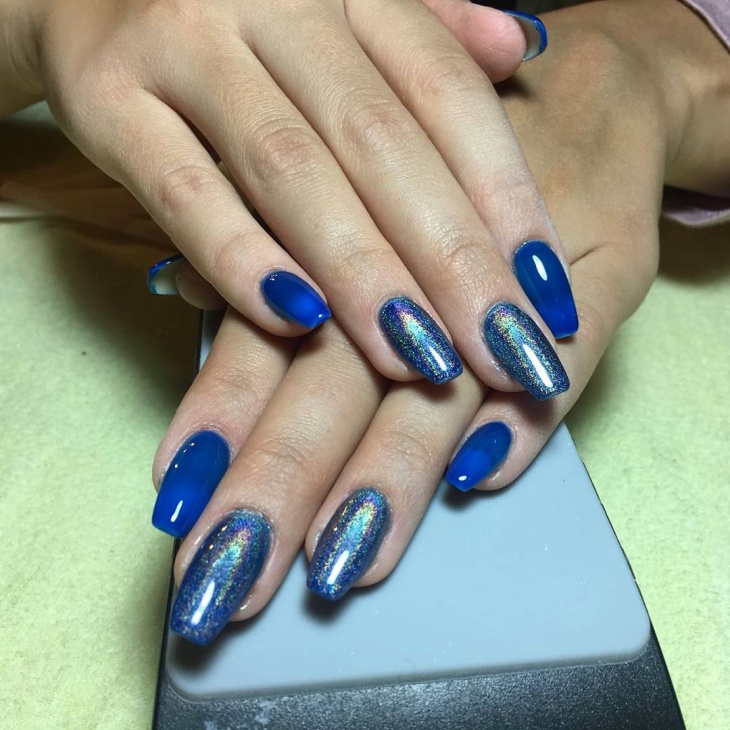 blue coffin gel nails