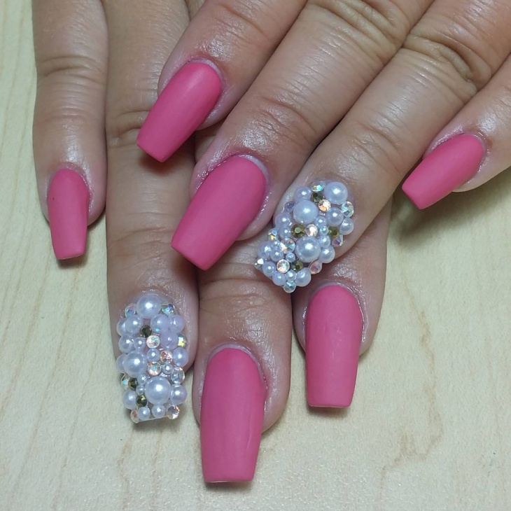 pink acrylic coffin nails