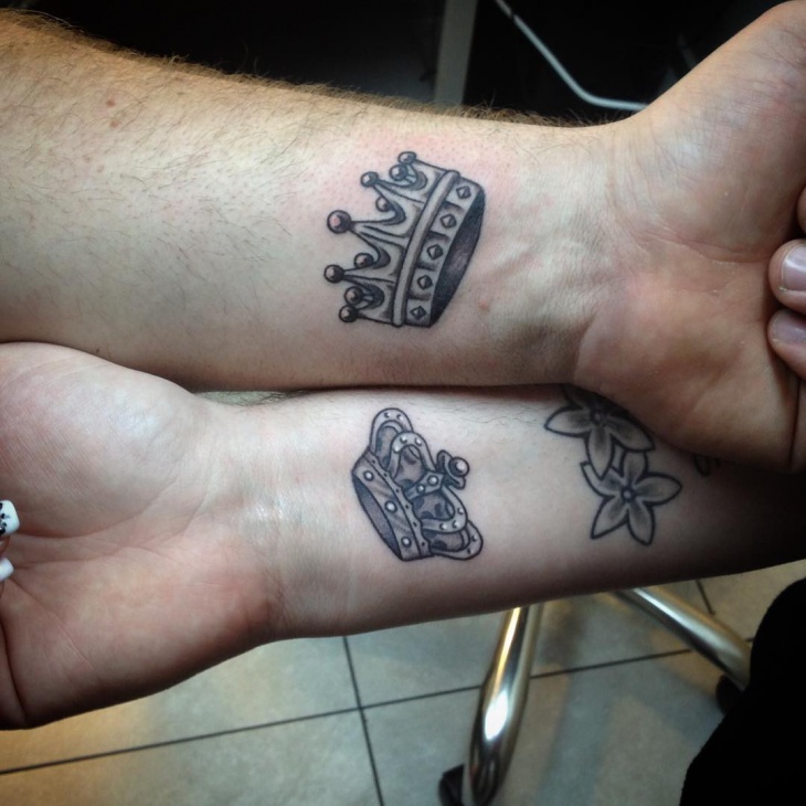 crown matching tattoos for couples
