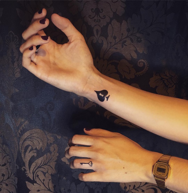 lock and key matching black tattoo