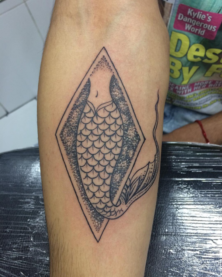 tribal mermaid tattoo on hand