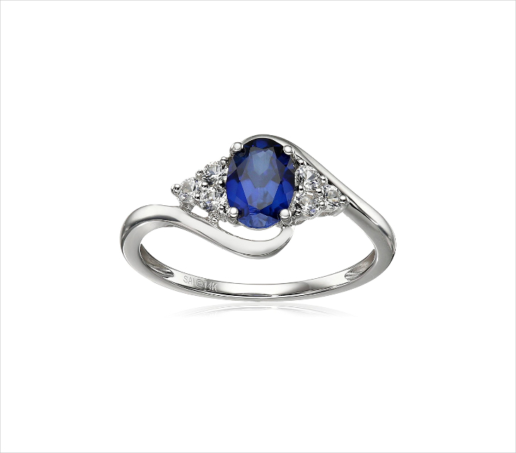 white gold sapphire engagement ring