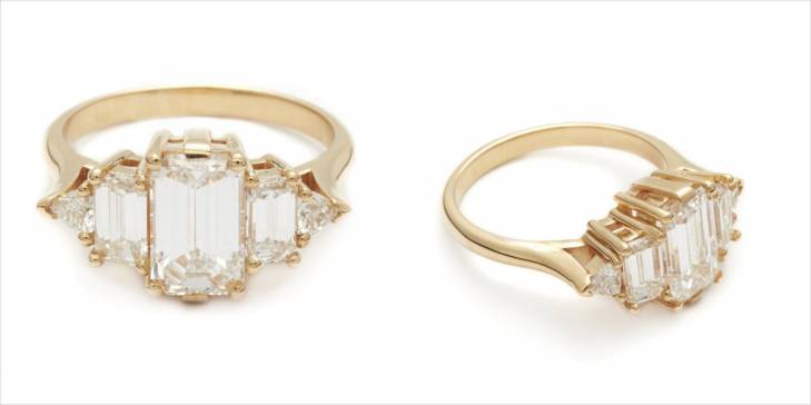 theda ring emerald cut white diamond