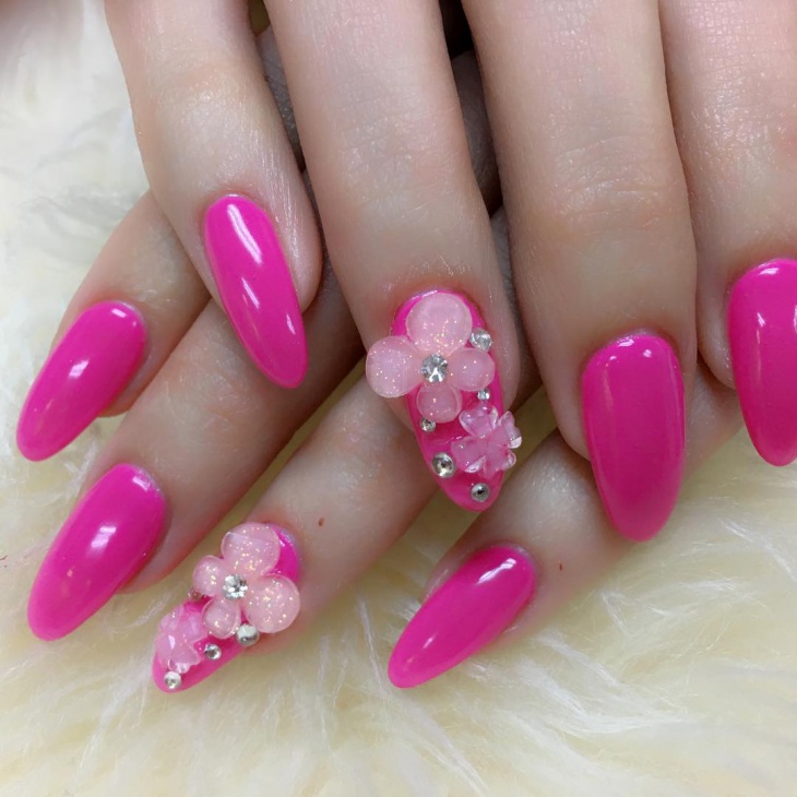 3d floral new year nail design
