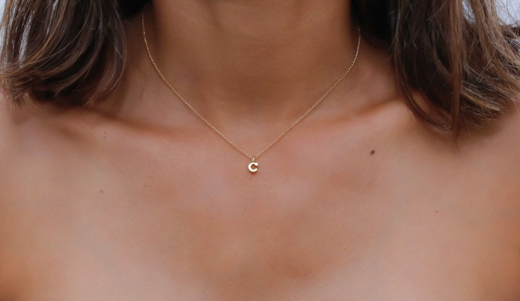 gold initial letter necklace