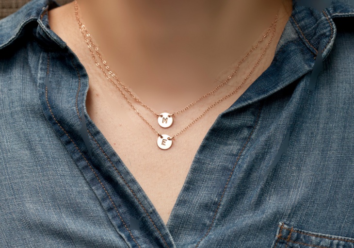 rose gold layered initial necklace