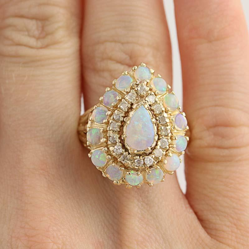 opal cocktail genuine ring