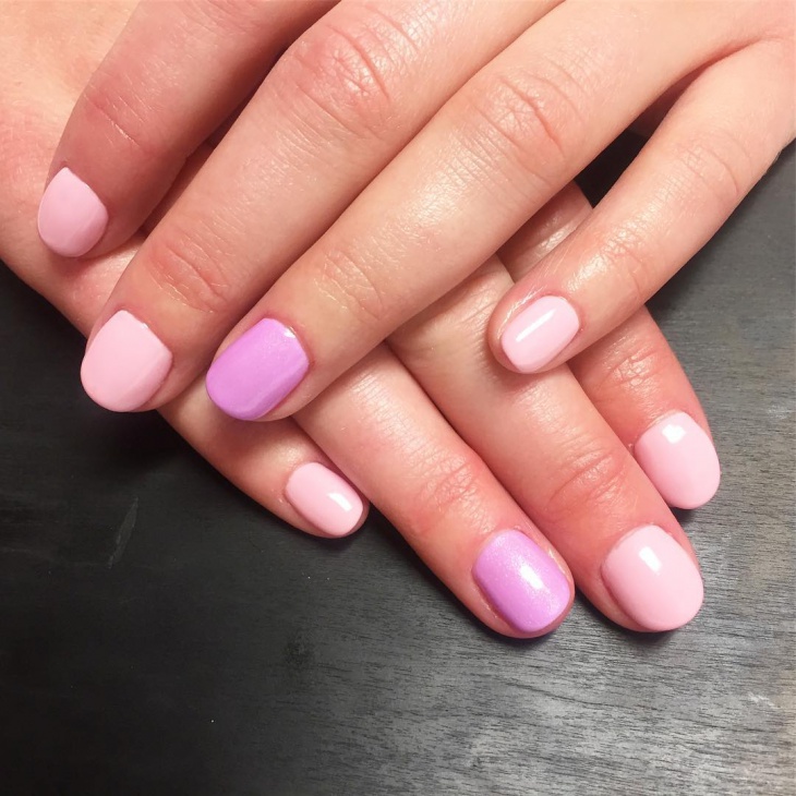 baby pink acrylic shellac nail art