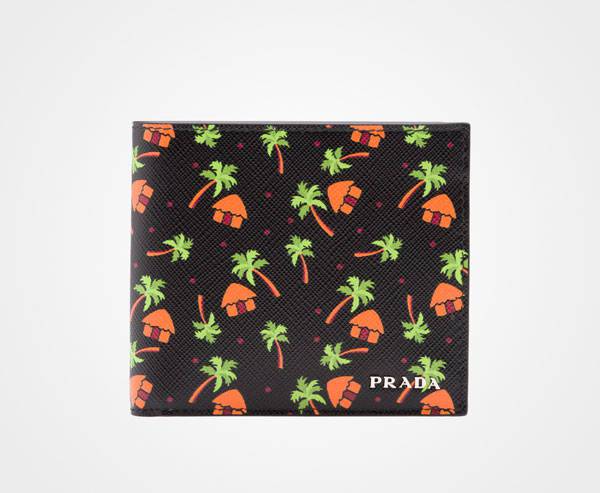 prada palm print saffiano leather wallet