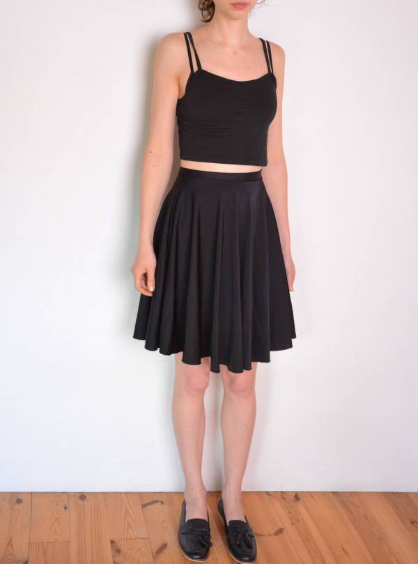 black high waist skater skirt