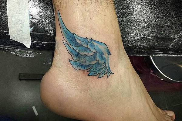 small wings tattoo on ankle