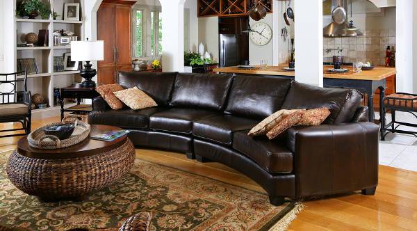 curved leather sectional sofa for living room