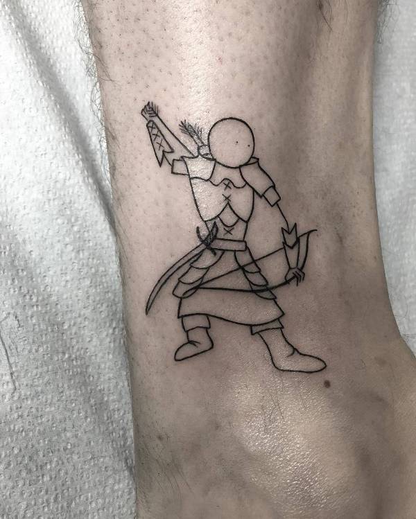 archery tattoo for leg
