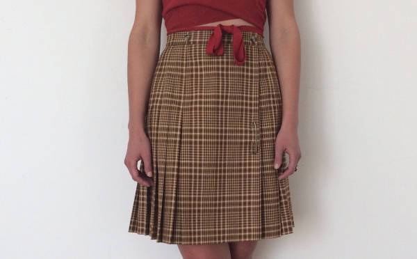 high waist plaid pleated skirt