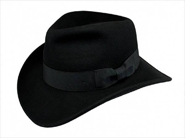 small brim black cowboy hat