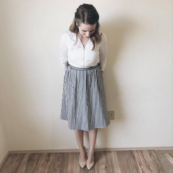 vintage striped a line skirt