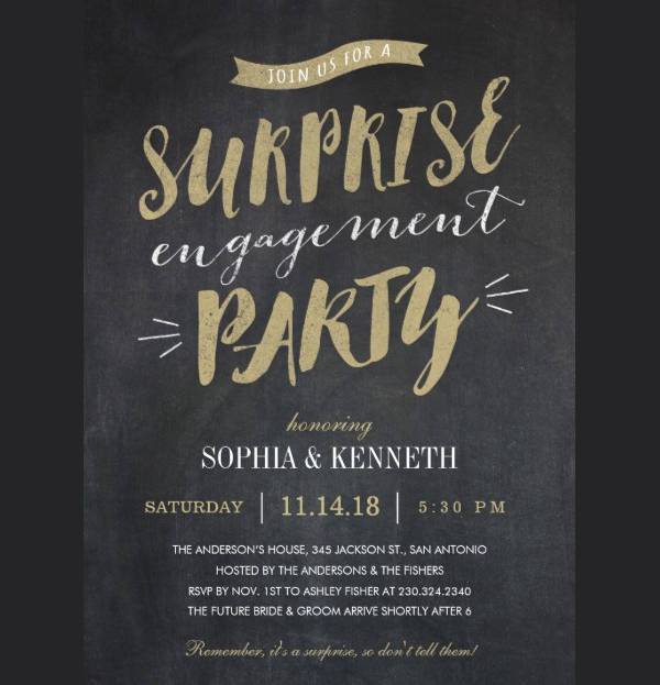 Surprise Chalkboard Engagement Party Invitation