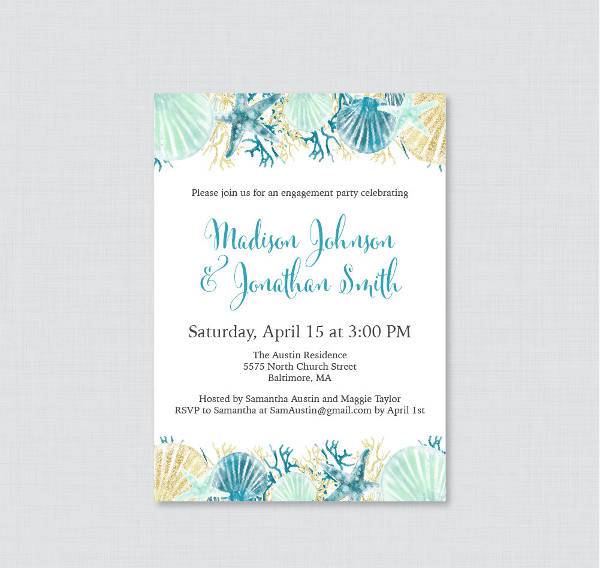 Cool Beach Themed Engagement Party Invitation